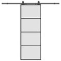 vidaXL Posuvné dvere s kovaním čierne 76x205 cm ESG sklo