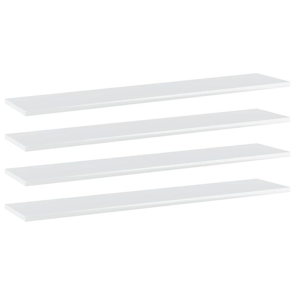vidaXL Prídavné police 4ks, lesklé biele 100x20x1,5cm kompozitné drevo