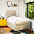 vidaXL Boxspring posteľ s matracom krémová 120x190 cm látka
