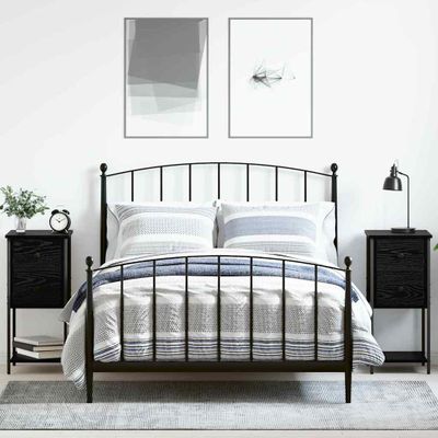 vidaXL Nočný stolík 2 pcs Čierny dub 32 x 42 x 70 cm Kompozitné drevo