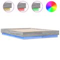 vidaXL Posteľný rám s LED svetlami sivý sonoma 135x190 cm
