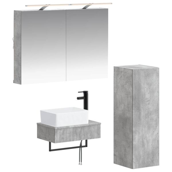 vidaXL Set kabinetov do kúpeľne 4 pcs Betónovo sivá 50 x 14,5 x 70 cm