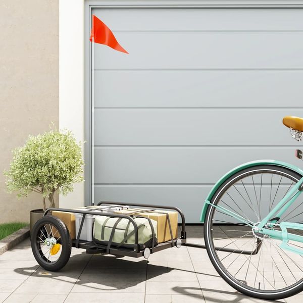 vidaXL Príves na bicykel, čierny 122x53x31 cm, železo