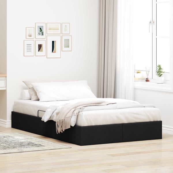vidaXL Otomanový posteľný rám s úložiskom Čierny 120 x 200 cm látka