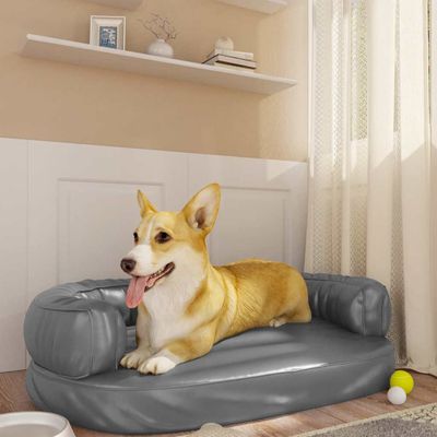 vidaXL Ergonomický penový matrac pre psa sivý 75x53 cm umelá koža