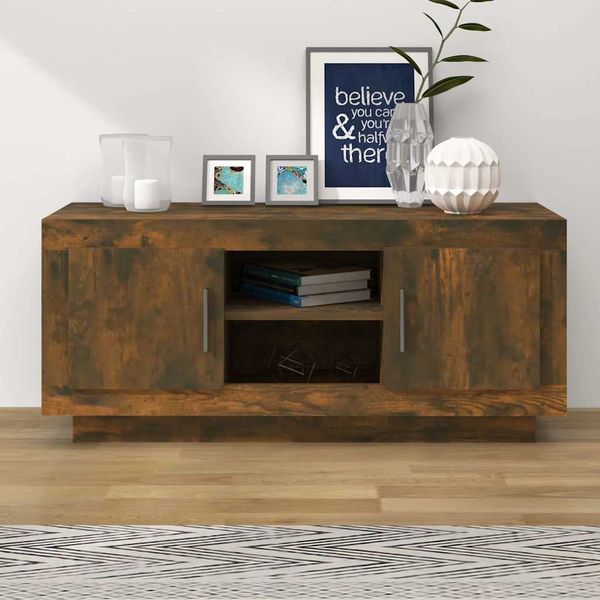 vidaXL TV skrinka dymový dub 102x35x45 cm kompozitné drevo
