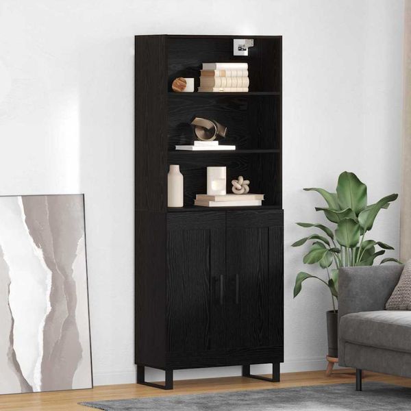 vidaXL Highboard so zásuvkou 2 pcs Čierny dub Kompozitné drevo
