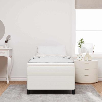 vidaXL Posteľ s pružinovým rámom Krémová 90 x 190 cm Kordúrová tkanina