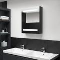 vidaXL Kúpeľňová skrinka s LED a zrkadlom, lesklá čierna 50x14x60 cm
