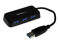 Portable Mini Multiport USB Travel Dock - USB Extender Black for Business PC/Mac, laptops (ST4300MINU3B) - Rozbočovač - 4 x SuperSpeed USB 3.0 - desktop - pre P/N: FCREADMICRO3, MSDREADU3CA, USB3S2ESATA3