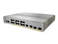 Cisco Catalyst 3560CX-12PC-S - Prepínač - riadený - 12 x 10/100/1000 (PoE+) + 2 x kombinácia Gigabit SFP - desktop, Dá sa montovať do rozvádzača, dá sa montovať na konzolu DIN, na upevnenie na stenu - PoE+ (240 W) - repasované