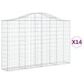 vidaXL Oblúkové gabiónové koše 14 ks 200x30x120/140cm pozinkov. železo