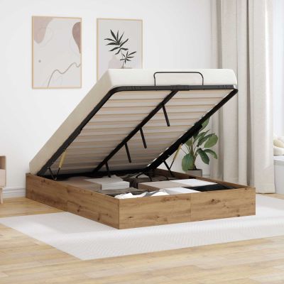 vidaXL Otomanový posteľný rám s úložiskom Remeselný Dub 150 x 200 cm