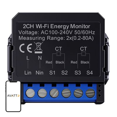Inteligentný obojsmerný merač energie Avatto WiFi WPM16-2