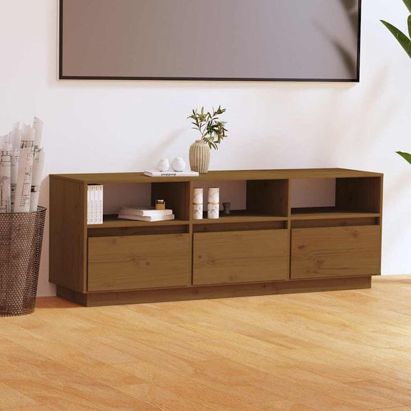 vidaXL TV skrinka medovo-hnedá 140x37x50 cm masívna borovica