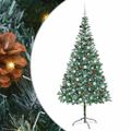 vidaXL Umelý vianočný stromček s 300 LED-i Zelená 210 cm PVC a oceľ