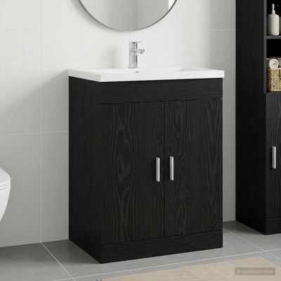 vidaXL Skriňa pod umývadlo do kúpeľne Čierny dub 78,5 x 37,5 x 81 cm