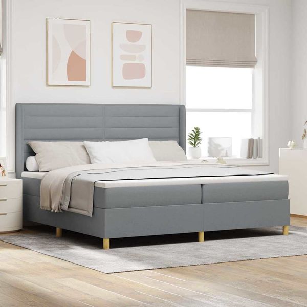 vidaXL Posteľ s pružinovým rámom Svetlosivá 200 x 200 cm látka