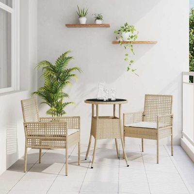 vidaXL Záhradný jedálenský set 3 pcs Béžová polyratan