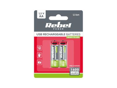 Nabíjacie batérie AA (R06) 1,5V/1600mAh REBEL 2ks / blister BAT2014