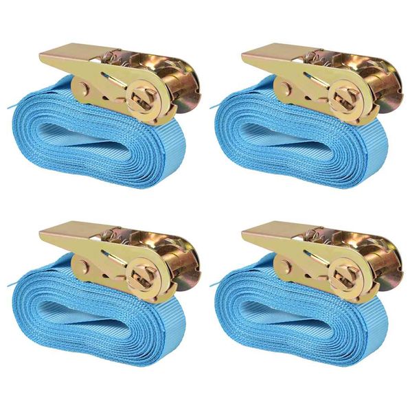 vidaXL Upínacie popruhy s račňou 4 ks, 0,8 tony, 6mx25mm, modré