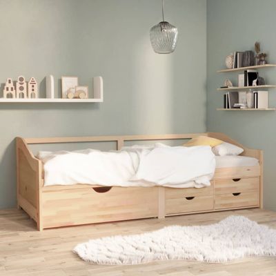 vidaXL 3-miestna posteľ so zásuvkami masívna borovica 90x200 cm