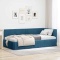 vidaXL Rohový rám postele s čelnou doskou Modrá 100 cm x 200 cm Zamat