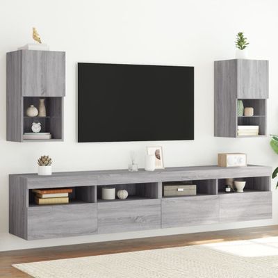 vidaXL TV skrinky s LED svetlami 2 ks sivé sonoma 30,5x30x60 cm