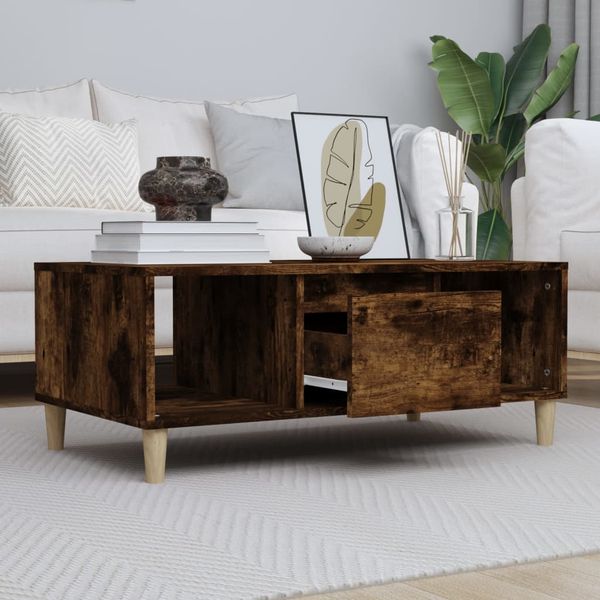 vidaXL Konferenčný stolík dymový dub 90x50x36,5 cm spracované drevo