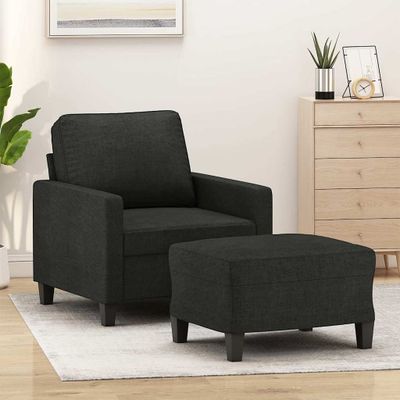 vidaXL Kreslo s podnožkou čierne 60 cm látkové