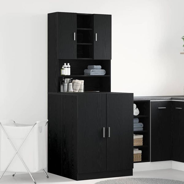 vidaXL Skrinka na práčku 2 pcs Čierny dub 70,5 x 71,5 x 181,5 cm