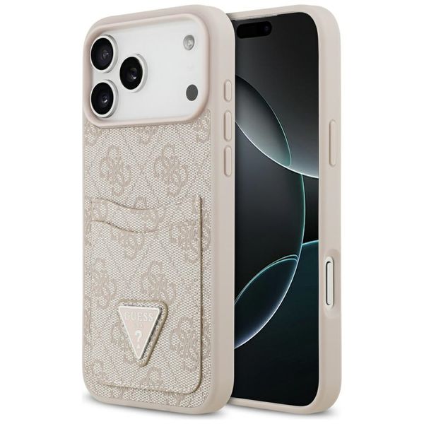 Guess 4G Double Card Triangle puzdro pre iPhone 17 Pro Max ružové