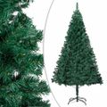 vidaXL Osvetlený umelý vianočný stromček s guľami, zelený 120 cm, PVC