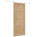 vidaXL Posuvné dvere 86 x 211 cm Borovicový masív Prírodná a biela