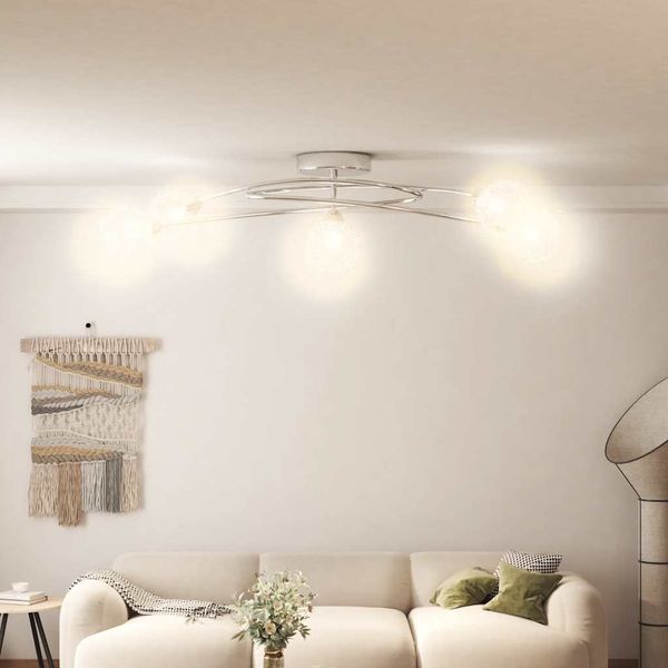 vidaXL Stropná lampa so sieťovinovými tienidlami na 5 LED žiaroviek G9