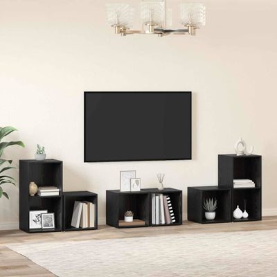 vidaXL Zostava TV skriniek Nástenný 6 pcs Čierny dub Kompozitné drevo