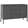 vidaXL Komoda antracitová 105x35x70 cm oceľ a tvrdené sklo