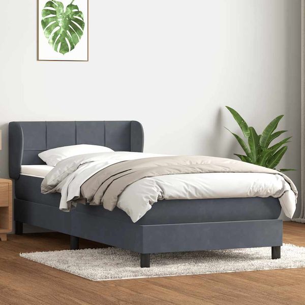 vidaXL Box Spring Posteľ s matracom Tmavosivá 100x220 cm Zamat