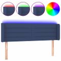 vidaXL Čelo postele s LED modré 147x16x78/88 cm látka