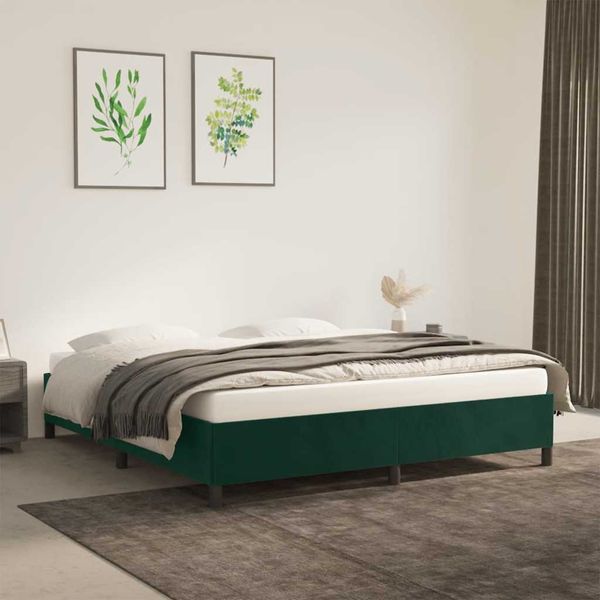vidaXL Posteľ bez matraca tmavozelený 180x200 cm zamat