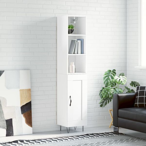 vidaXL Vysoká skrinka biela 34,5x34x180 cm spracované drevo