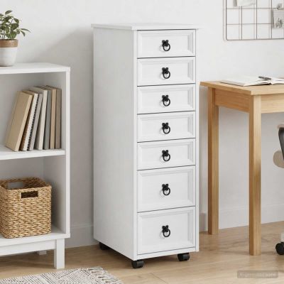 vidaXL Mobilný úložný kabinet s priehradkami CORONA Biela