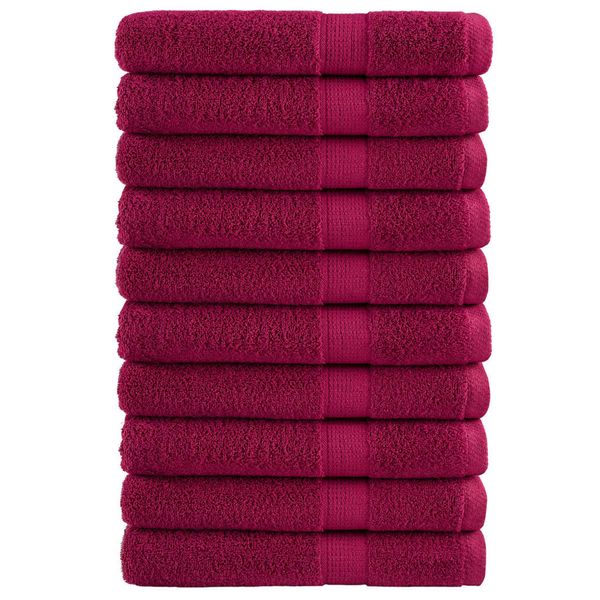 vidaXL Prémiové uteráky SOLUND 10 ks bordové 100x200 cm 600 g/m2