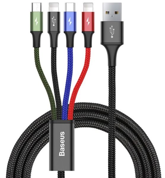 Baseus dátový kábel 4v1 microUSB+USB-C+2xLightning 1,2m 3,5A čierny