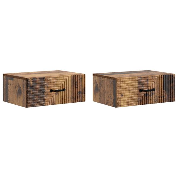 vidaXL Nástenná nočná skrinka 2 pcs Staré drevo 49 x 34,5 x 20 cm