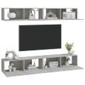 vidaXL Nástenné TV skrinky 4 ks betónové sivé 100x30x30 cm