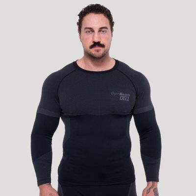 Bezšvové tričko s dlhým rukávom OG1 Black/Grey - GymBeam, veľkosť L