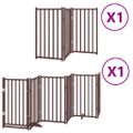 vidaXL Brána pre psa s dvere sklad. 9 pan. hnedá 450 cm topoľové drevo