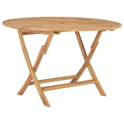 vidaXL Skladací záhradný stôl Ø 120 cm, tíkový masív