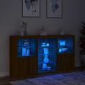 vidaXL Komoda s LED svetlami hnedý dub 181,5x37x100 cm